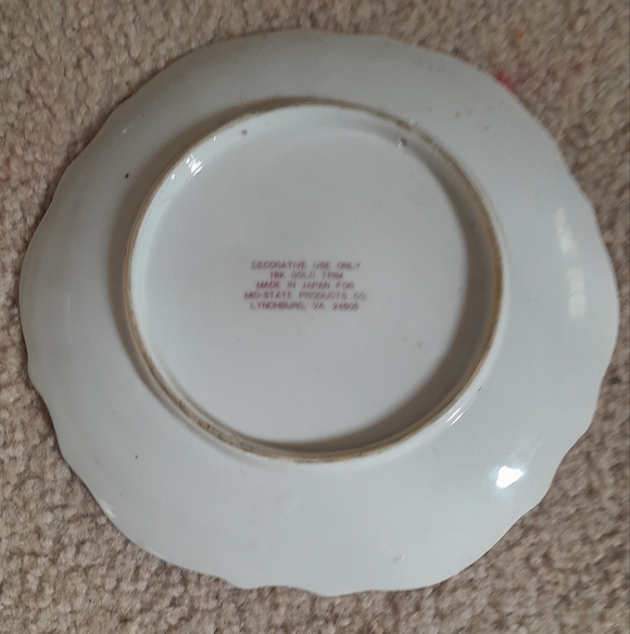 Decorative Plate with Religious Art Mid Century 18k GOLD trim Jesus - Picture 7 of 7